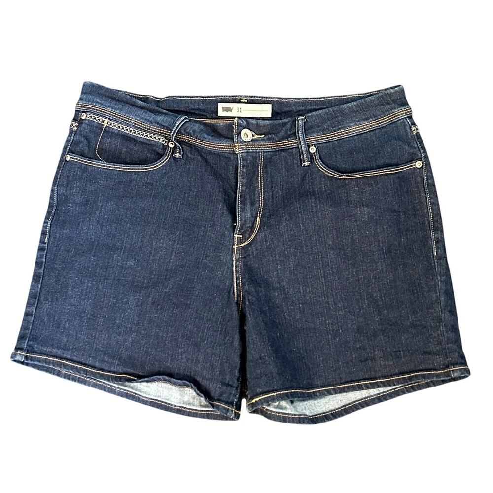 Levi's 395 Denim Shorts 31 Dark Wash Stretch 5" Inseam Mid Rise Jean Summer